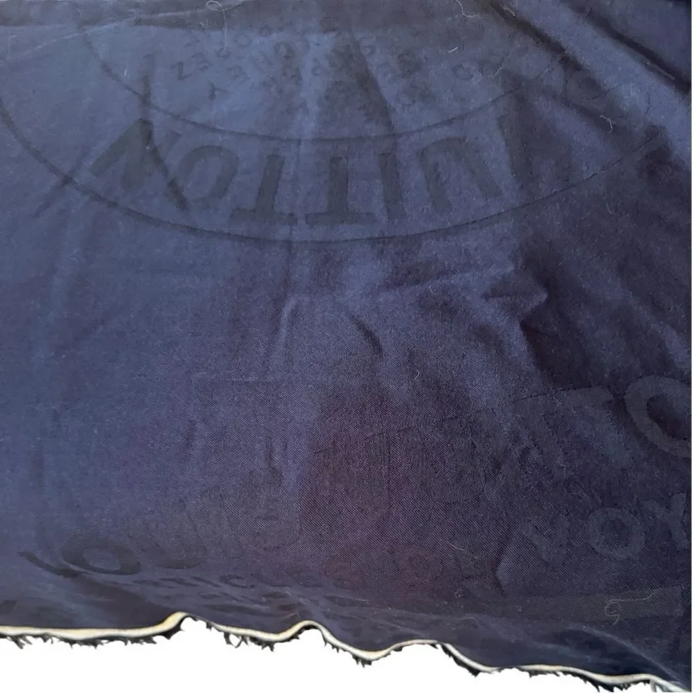 Louis Vuitton Semi Sheer Navy Blue Large Square Shawl Wrap